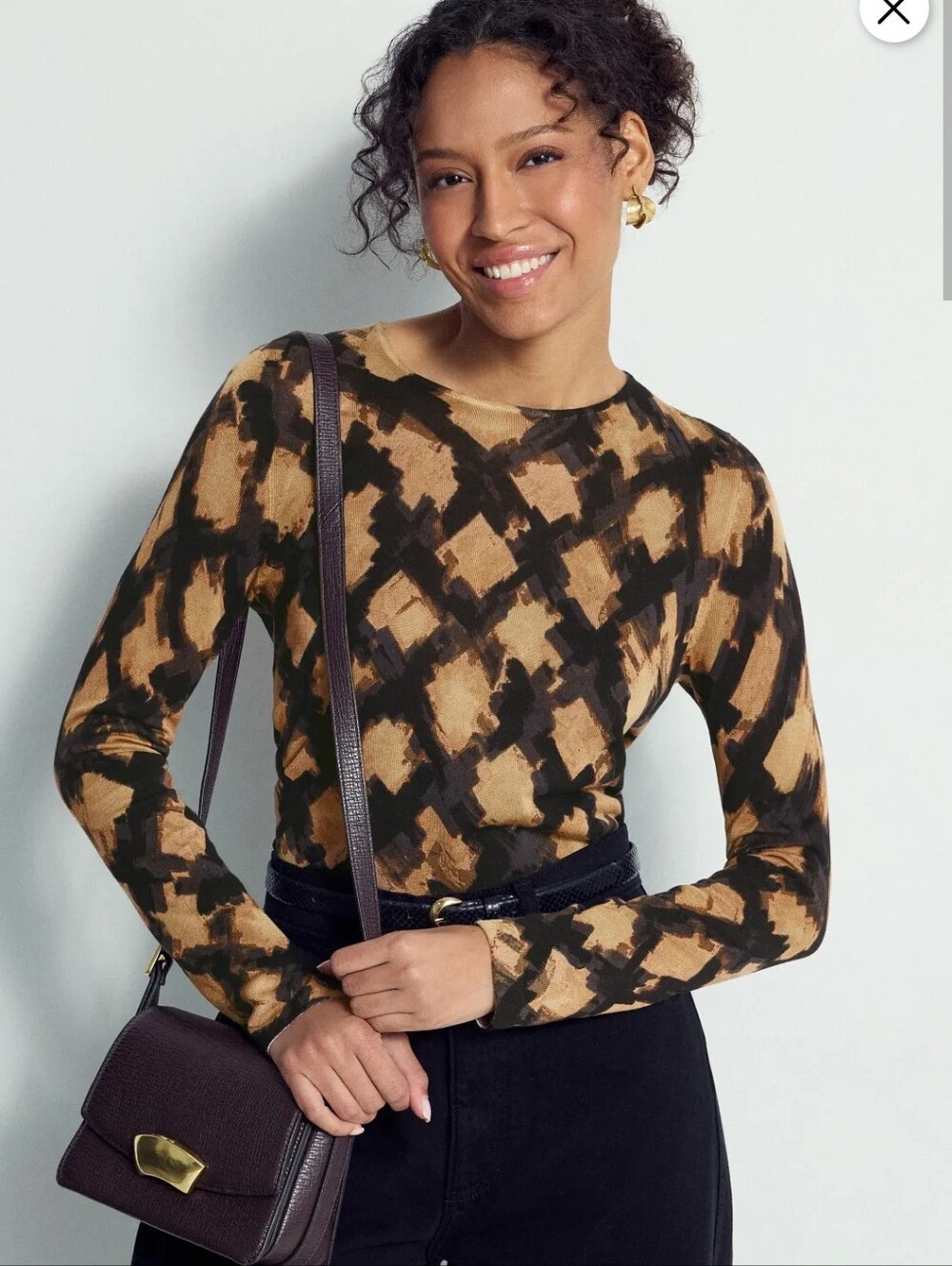 NIC + ZOE GLOWY CHECK SWEATER SIZE M MSRP $178